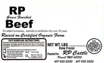 RP Cattle beef packaging labels